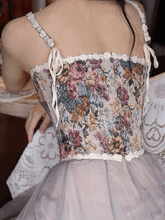 Lace-Up Floral Vintage Corset Top
